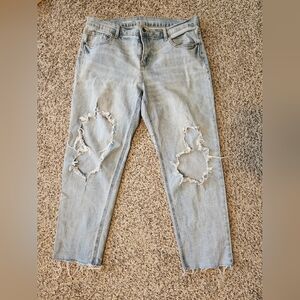 Old Navy Light Blue Distressed Straight Leg Jeans